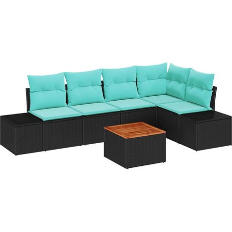 Garden Sofa Set 6 pcs Black Poly Rattan vidaXL (1/5)