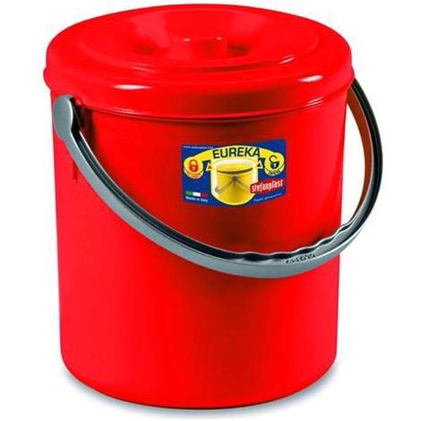 Pattumiera Eureka con Maniglia Rossa con Coperchio Lt. 20