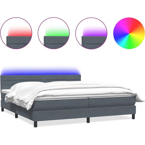 Maison Exclusive - Letto a Molle con Materasso e LED Grigio Scuro 180x210 cm Velluto