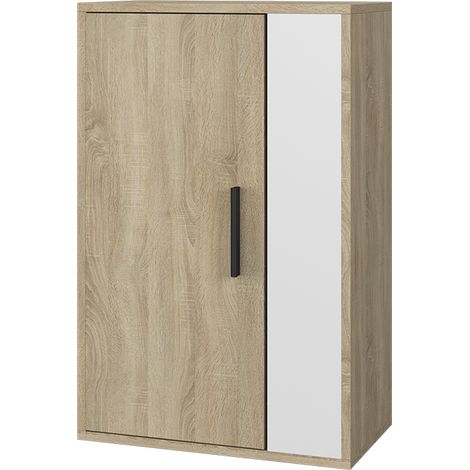 Scaffale a muro Berno, Sonoma/Bianco, 50.1 x 78.4 cm con 2 scomparti, Vicco