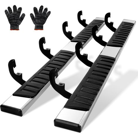 Marchepieds 2PCs de 16,5 cm Compatible avec Chevy Silverado 2019-2023/GMC Sierra 1500/Silverado 2020-2024 /Sierra 2500/Crew Cab3500HD, Barres Latérales en Acier Inoxydable 201, Charge 227 kg (1/5)