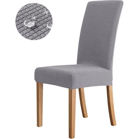 Lot de 4 Housses de Chaise Grises, Protecteur de Siège Élastique Moderne, Réutilisable, Lavable, pour Bureau, Banquet, Repas, Fête (1/5)