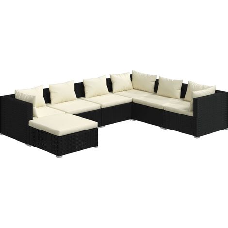 Maison Exclusive - Set Salotto da Giardino 7 pz con Cuscini in Polyrattan Nero (1/5)