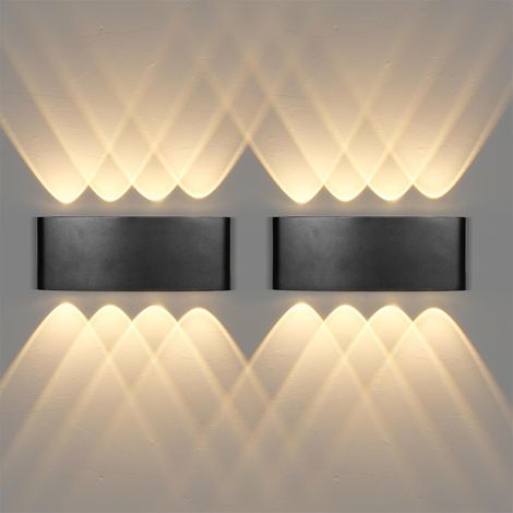 Outdoor Wall Light 8 Beam LED 8W IP65 Black 2 Pcs 22cm telescopic design in black aluminium. Elegant two-way beam to enhance façades, corridors and stairs (1/5)