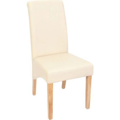 2er-Set Esszimmerstuhl Cesena Kunstleder matt, creme, helle Füße