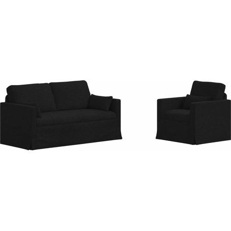 Ensemble de Canapés 2 pcs Salon de jardin Noir 158 x 78 x 80 cm tissu (1/5)