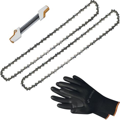 Kettensäge Zubehör - 2x Sägekette 35cm Picco Micro Mini 3 Ersatzkette + 2in1 Feilenhalter mit Feile 4 mm (1/4)