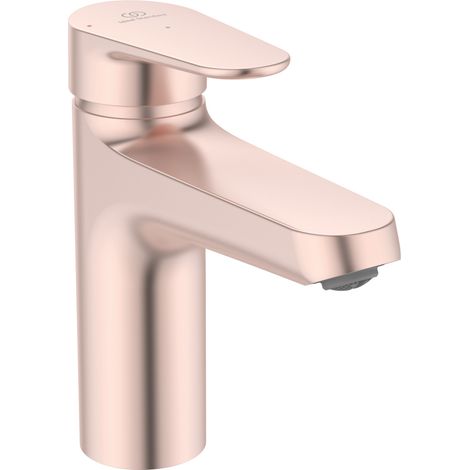 Ideal Standard Alu+ Miscelatore da lavabo, 120 mm proiezione del beccuccio, Raddrizzatore di flusso, risparmio d'acqua, tecnologia Blue Start, FirmaFlow, elementi principali in alluminio - Rosé (1/5)