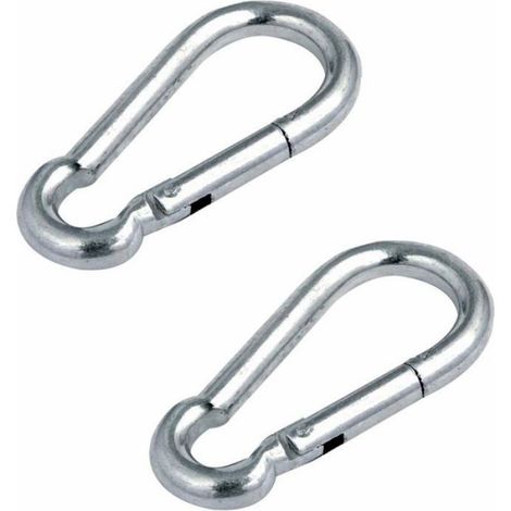 Mousqueton - Acier - Diamètre 10 mm - Hauteur 100 mm - Ouverture 11 mm - Charge Maximale 350 kg - Par 2