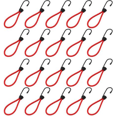 Corde élastique de tente de camping avec boucle de fixation, crochet pour corde élastique, accessoires pour auvent de camping, corde de traction rouge (1/5)