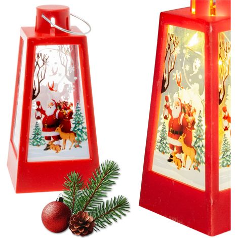 Lanterna dell'Avvento rossa con Babbo Natale per la vigilia di Natale dei bambini - Lanterna LED per l'Avvento 12,5 cm (1/5)