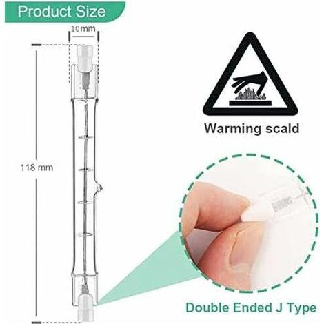 5er-Pack R7S-Halogenlampen, 118 mm, 400 W, 230 V dimmbare R7S-Halogenstablampe (118 mm) für Gebäude-, Landschafts- und Arbeitsbeleuchtung (1/5)