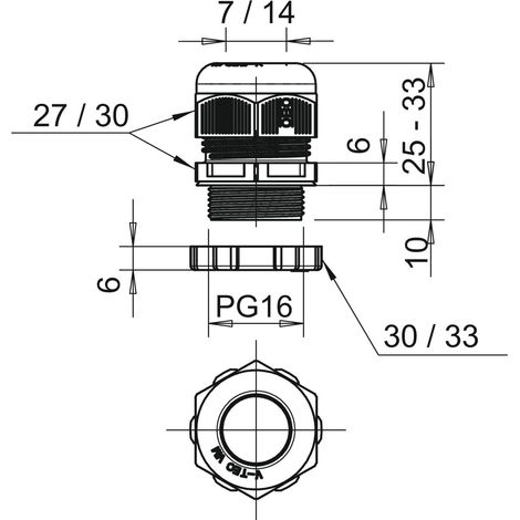 OBO Bettermann Kabelverschraubung V-TEC PG16+ LGR mit Gegenmutter