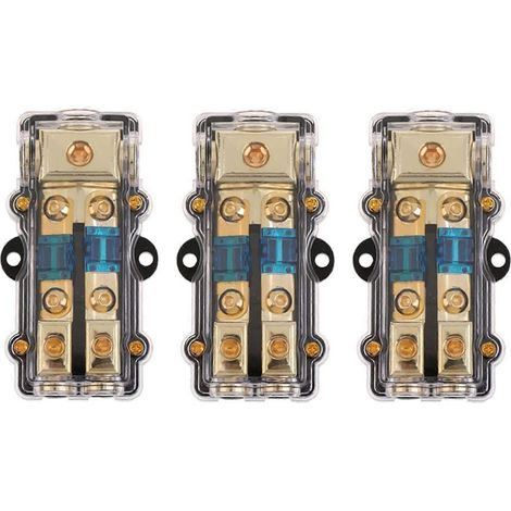 Compatible avec un distributeur d'alimentation à 3 voies (bidirectionnel), un calibre de fil 4/8 AWG, un distributeur de porte-fusible AGU, une entrée à 4 lignes, une sortie à 2 voies à 8 lignes. (1/5)