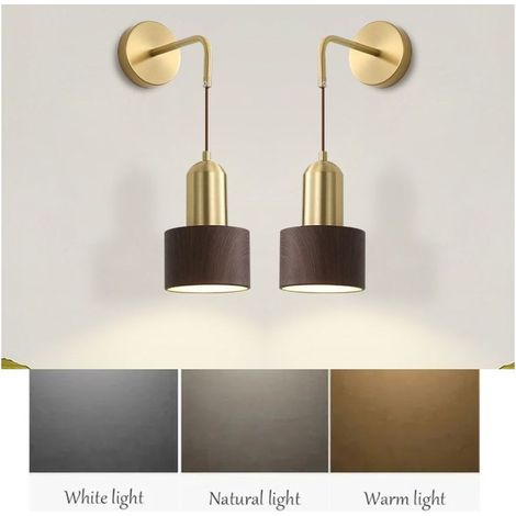 Lot de 2 appliques murales de chevet – Lampes murales LED modernes, hauteur réglable (150 cm) – Idéal pour salons, hôtels – Marron (3000K-4000K-6000K) (1/5)