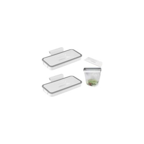 Lot de 2 supports de sac poubelle, accessoires de camping, poubelle suspendue, poubelle pliable, accessoires de cuisine, accessoires de camping, poubelle portable avec couvercle (blanc) (1/5)