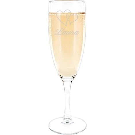 Flûte à Champagne en Verre Trempé - 1 Pièce - Design Élégant - Gravure Texte Personnalisée - Mariage Anniversaire Cadeau - 15cl Transparent (1/5)