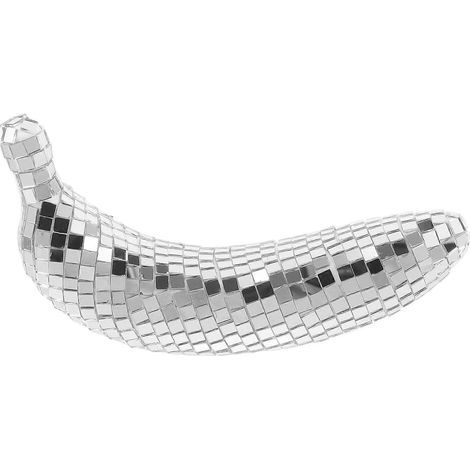 Bananen-Deko im Disco-Stil, Party-Accessoire, Spiegel, Tischdekoration – 16,50 x 7,00 x 4,50 cm – Silber (1/4)