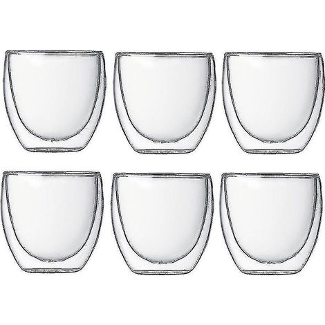 Set aus 6 hochwertigen, doppelwandigen Isoliergläsern à 80 ml (2,7 oz) für Espresso und Tee.