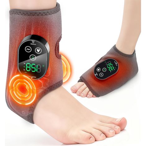 Foot and ankle massager for pain relief, ankle heating pad, foot massage heating pad, 6 heat levels, 3 vibration modes, adjustable timer, gray (1/5)