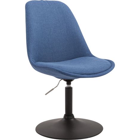 Chaise de salle à manger x1 pivotante hauteur réglable en tissu bleu et pied trompette en métal noir 100003767 (1/5)