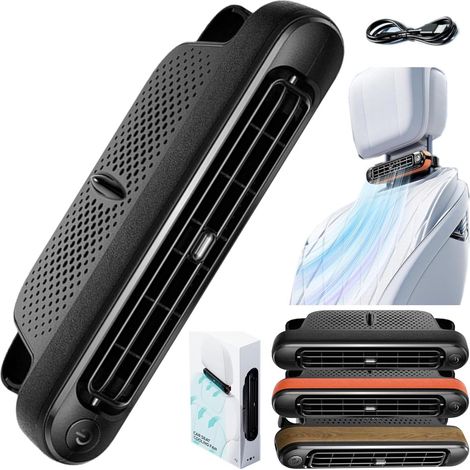 Ventilatore per auto a clip USB da 12 V con 3 velocità, per raffreddare sedili anteriori e posteriori, adatto a berline, SUV e camper, ventilatore portatile per poggiatesta. (1/5)