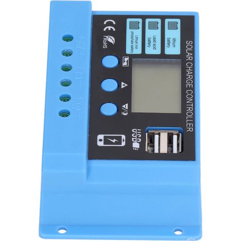 Régulateur de charge solaire PWM 10A, contrôleur photovoltaïque avec double sortie USB, accessoire de recharge pour panneau solaire (1/5)