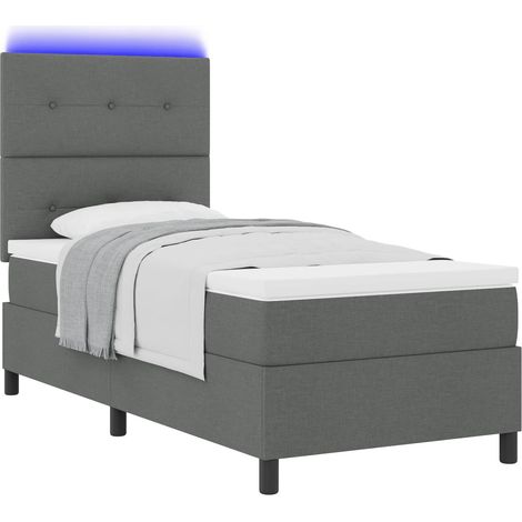 Maison Exclusive - Lit à ressorts avec matelas Gris foncé 80 x 200 cm tissu