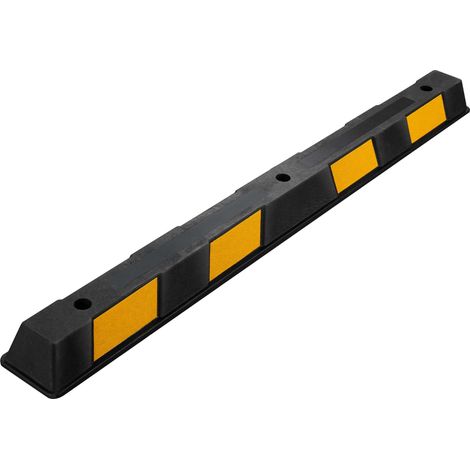 Wiltec Tope de aparcamiento 165 x 16 x 10 cm caucho con bandas reflectoras alta visibilidad tope de rueda de fácil instalación ideal para garajes, parkings y zonas de estacionamiento
