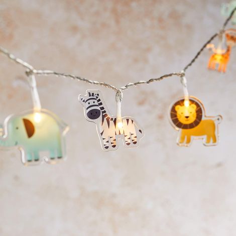 Lights4fun Guirlande Lumineuse pour Chambre d’Enfant à Thème Safari en Acrylique à 10 LED Blanc Chaud à Piles avec Minuterie de 1,65 m Décoration pour Intérieur (1/4)