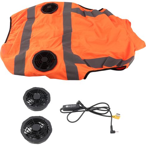 Ortviai Gilet de Refroidissement avec Ventilateurs Intégrés – XXL, Orange Fluorescent, Réglable et Réfléchissant, 5 V (1/5)