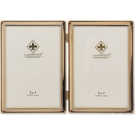 Cadre photo classique double à bordure perles 12,7 x 17,8 cm Doré (1/4)