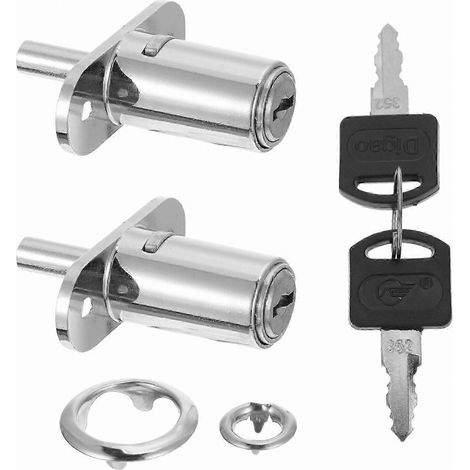 Verrous coulissants pour tiroirs d'armoires avec mécanisme à ressort et bouton-poussoir pour la sécurité des meubles. (1/2)