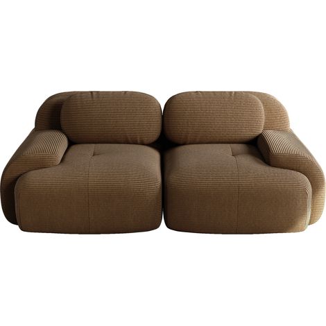 Sofá loveseat modular de corduroy marrón sin estructura, 2 plazas (1/5)