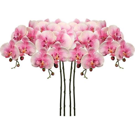 Künstliche Orchideenzweige Weiße Blumen Phalenopsis Real-Touch Deko 4er Set (1/5)