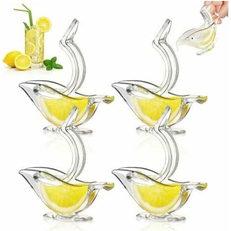 Deluxe Zitronenpresse für Einzelpersonen aus transparentem Acryl, 4-teiliges Set in Weiß. Manuelle Zitruspresse für Zitronen und andere Früchte. (1/5)