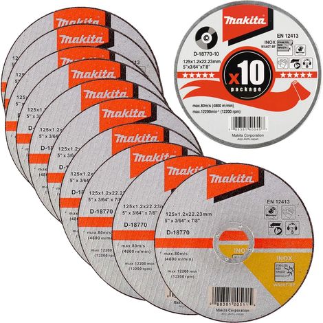 MAKITA MAKD1876410 LOT DE 10 DISQUES À TRONÇONNER 115 MM