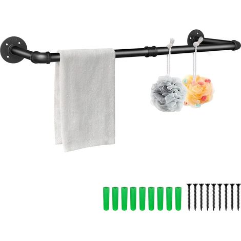 Youyijia Kleiderständer für die Wand 80cm Rohr Kleidergestell Industrieller Stil Wandhänger Abnehmbare Metallkleiderstangen Garderobenstange Schlafzimmer für Flure Wohnzimmer Schlafzimmer (2 Basen) (1/5)