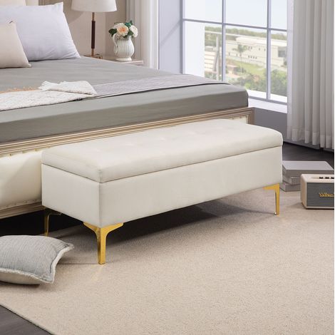 seduta contenitore 120 cm imbottita beige metallo OKMYHOME (1/5)