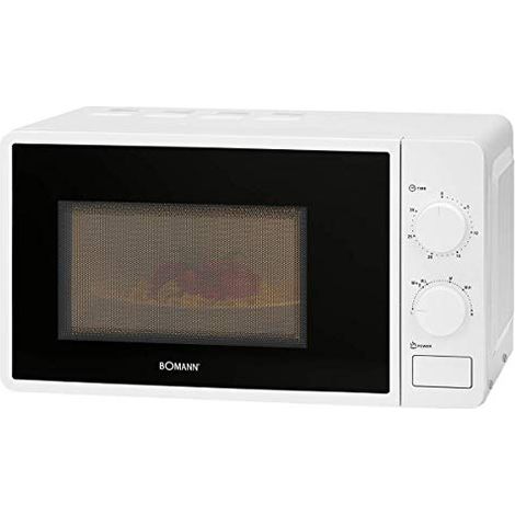 Bomann MW 6014 CB - Forno a microonde, 700 W, 20 l, 6 livelli di potenza, timer da 30 minuti con segnale finale, illuminazione camera da letto, bianco (1/4)
