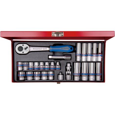 KING TONY - Coffret douilles 3/8" 12 pans 7 à 19mm + longues 8 à 19mm