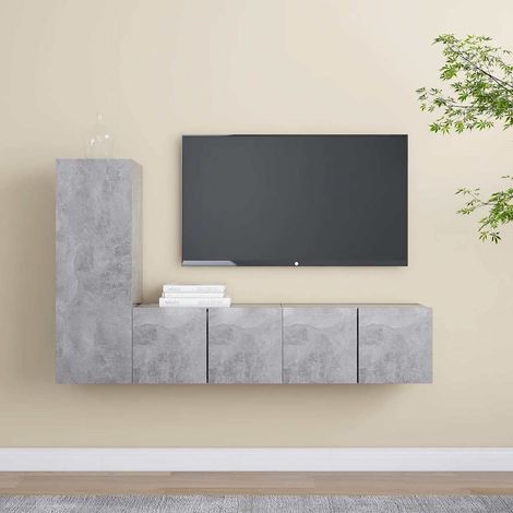 vidaXL Set muebles de salón TV 3 pzas madera ingeniería gris hormigón (1/5)