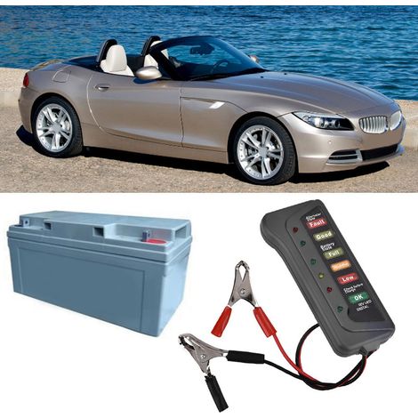 Testeur de charge batterie 12V voiture moto gris plastique cuivre fil 25 cm 6 LED analyseur alternateur contrôle démarrage 15A + manuel (1/5)