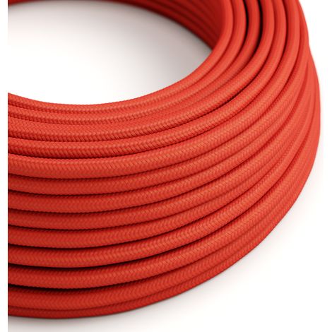Creative-Cables Cavo elettrico in tessuto, Sezione 2x0,75 mm², Rosso Fuoco RM09, 10 m, Rotondo effetto seta (1/3)