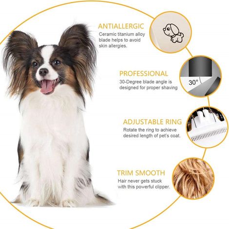 Kabelloses Hundehaarschneidemaschinen-Set, Hundehaartrimmer mit 4 Kämmen (1/5)