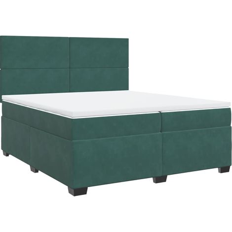vidaXL Giroletto a Molle con Materasso Verde Scuro 200x200 cm Velluto (1/5)