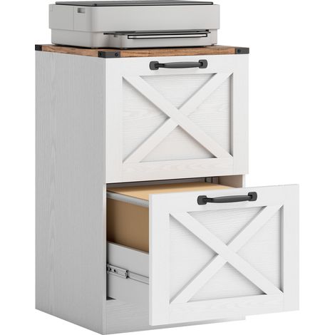 Caisson de bureau - HOMCOM - 2 tiroirs, dossiers suspendus pour formats lettre/A4, style rustique - bois - 40x40x71cm - blanc