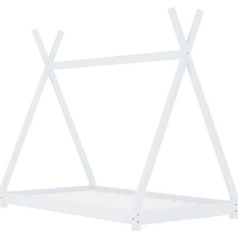 INLIFE Cadre de lit d'enfant Blanc Bois de pin massif 90 x 200 cm (1/5)