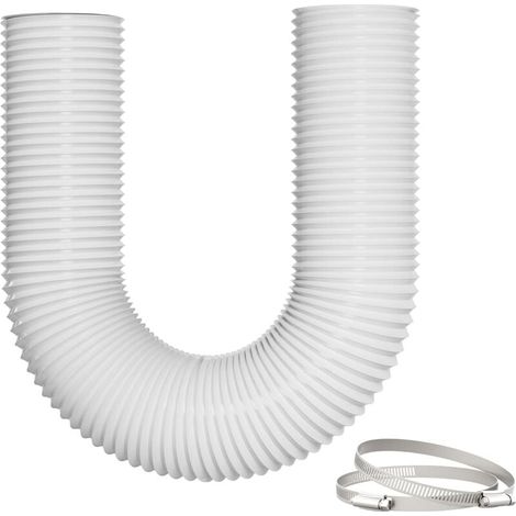 100mm x 5m Ventilation Duct, 5 Reinforced Layers, Thermal and Acoustic Insulation, Adjustable Length, Odorless, with Clamps - Ideal for Ventilation and Exhaust Systems, White (1/4)