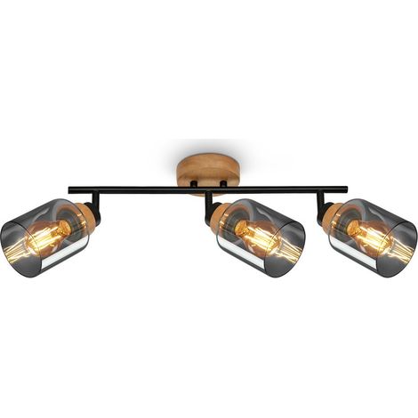 Spotlight, avec bois, verre fumé, 3xE27/max.10W (1/5)